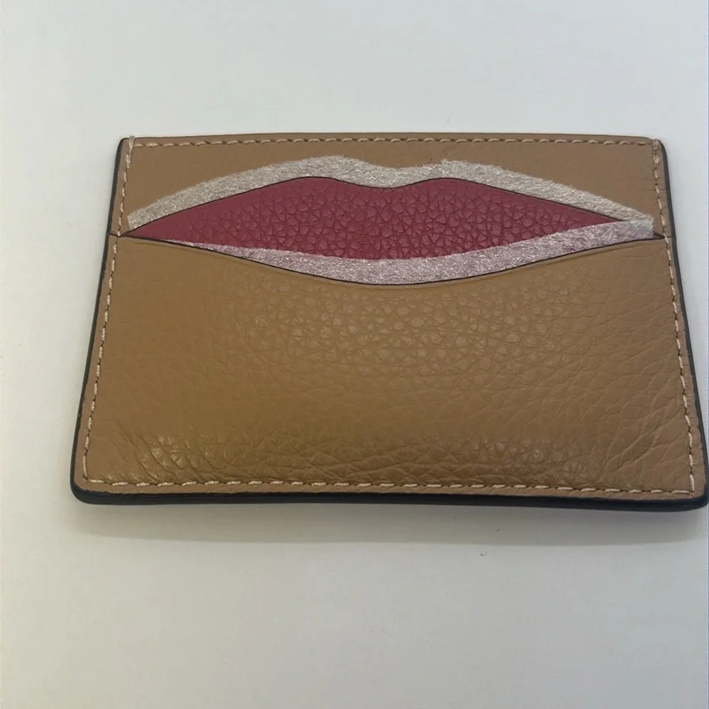 NWT Coach Card Case Wallet Pink Tan Leather Slim ID Holder